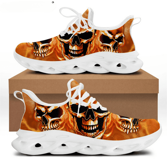 INSTANTARTS Spring Flats Men Shoes Cool Punk Skull Design Casual Men's Sneakers Summer Boys Lace-up Walking Footwear Zapatillas