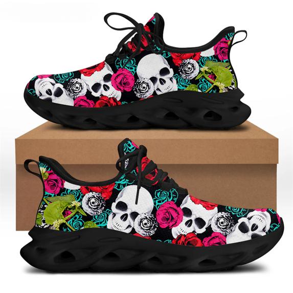 INSTANTARTS Spring Flats Men Shoes Cool Punk Skull Design Casual Men's Sneakers Summer Boys Lace-up Walking Footwear Zapatillas
