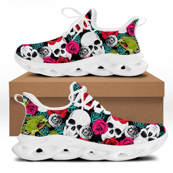 INSTANTARTS Spring Flats Men Shoes Cool Punk Skull Design Casual Men's Sneakers Summer Boys Lace-up Walking Footwear Zapatillas