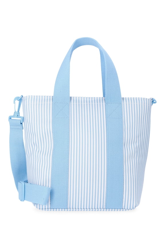 Women's Beach Insulated Mini Tote Bag, Sky Pin Stripe
