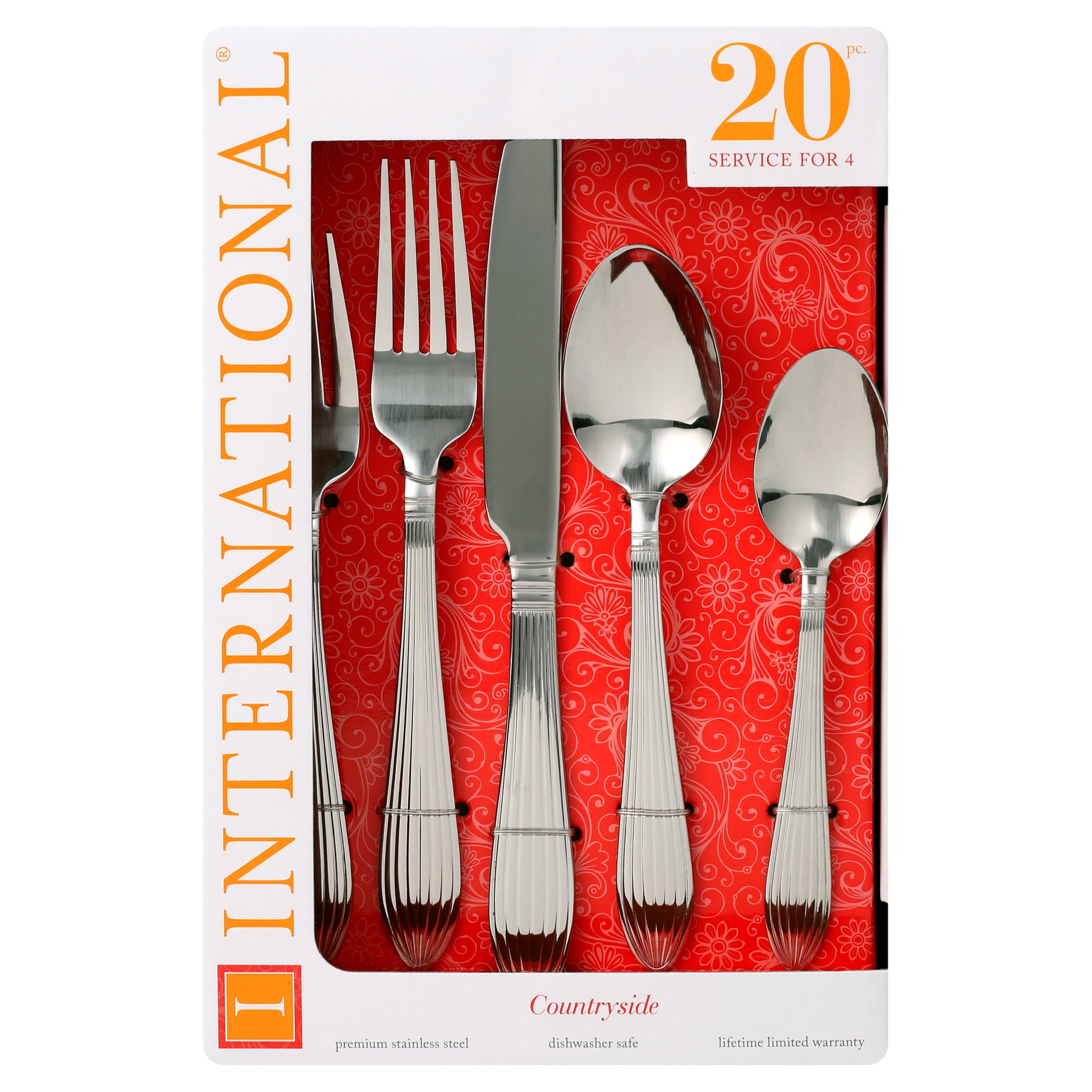 Countryside Mirrored Stainless Steel 20-Piece Flatware Set