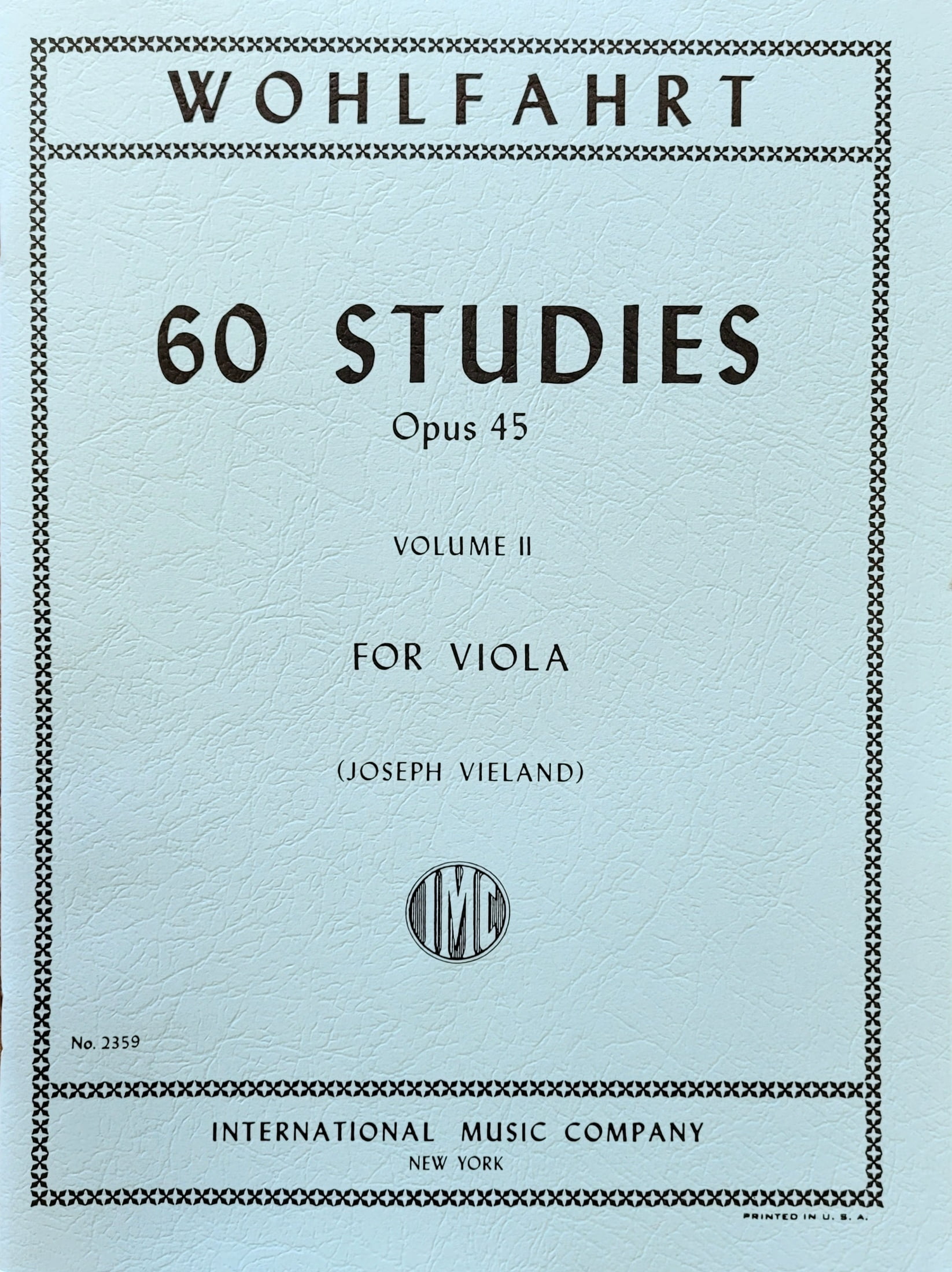 INT2359 - Wohlfahrt 60 Studies Opus 45 Volume II For Viola