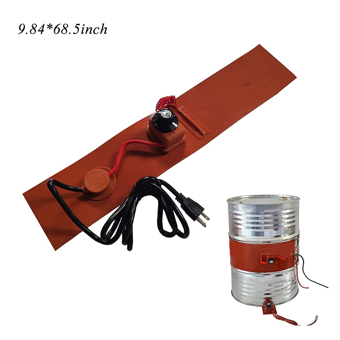 110V 1000W Oil Drum Heating Belt - Silicone Rubber Heater For 55 Gallon Drums 4.92x68.5 Inch