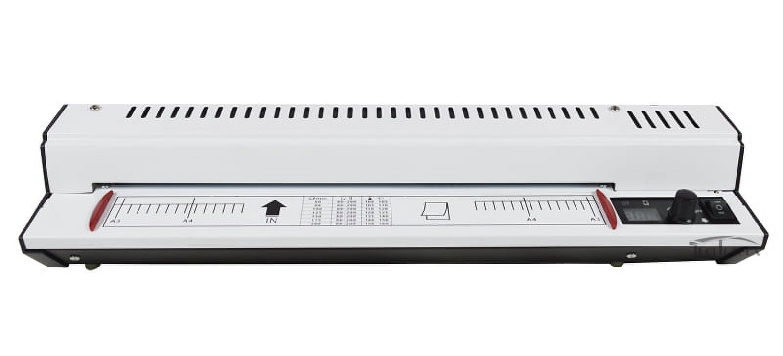 INTBUYING 110V All Metal Shell 12.5inch Thremal Hot Cold Lamiantor Machine with Inside Heating Tube 4 Rubber Roller for Sealing Photos