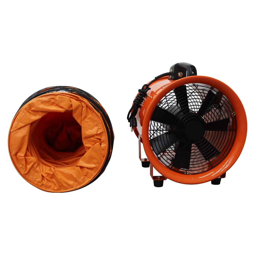 INTBUYING 12” Axial Fan Portable Cylinder Pipe Spray Booth Paint Fumes Blower with 16.4ft Air Duct