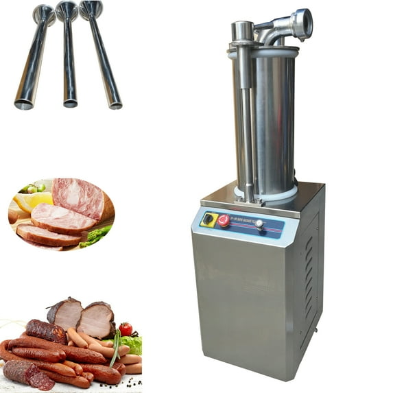 INTBUYING 15L Hydraulic Automatic Sausage Stuffer with 3 Stuffing Nozzles