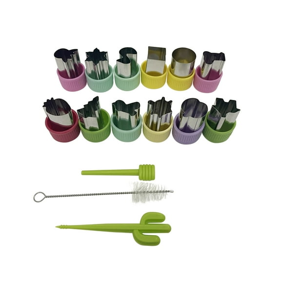INTBUYING 15pcs Fruit Vegetable Cookie Cutter Set Stainless Steel Carving Cartoon Flower Molds