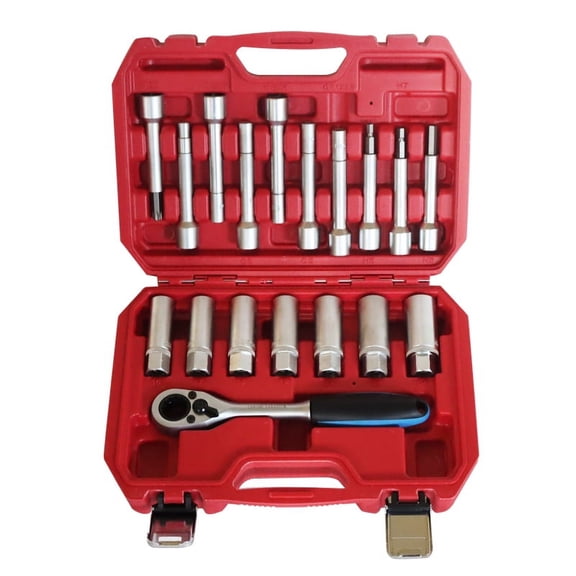 INTBUYING 18 pcs Suspension Shock Absorber Strut Nut Removal Tool with Red Work-box