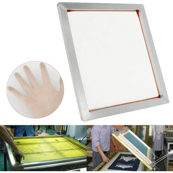 INTBUYING 1pc 10.5"x15" Aluminum Screen Printing Frame Stretched Mesh Frame with 120m (48T) Silk Screen DIY Press Tool