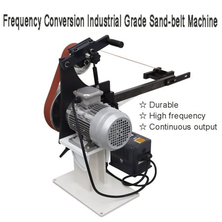 INTBUYING 2"x63" Vertical and Horizontal Frequency Conversion Industrial Grade Belt Grinder Belt Sander with Grinding Wheels
