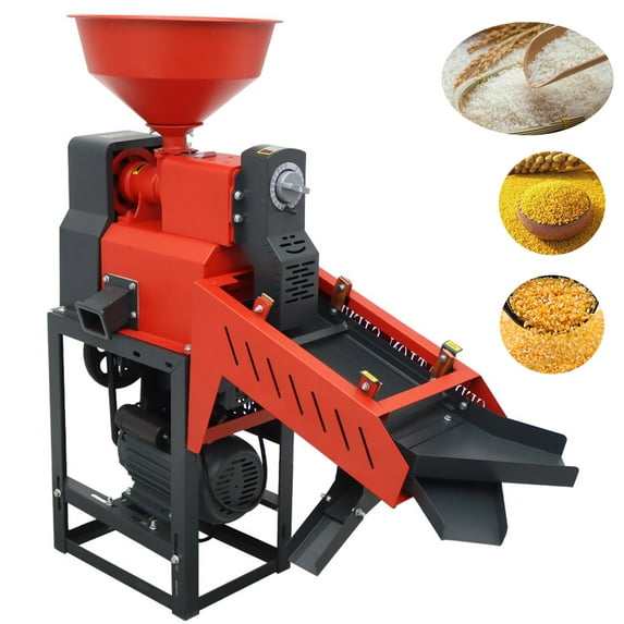 INTBUYING 220V Rice Milling Peeling Machine with Vibrating Screen Output 130-170KG/H