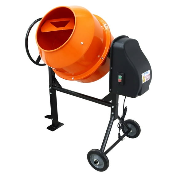 INTBUYING 3.7 Cu.Ft Electric Cement Mixing Machine Concrete Mortar Steel Drum with Wheels