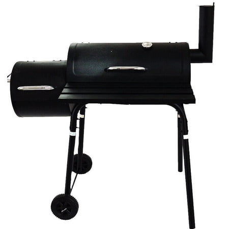 INTBUYING 30" BBQ Charcoal Grill Offset Printing Smoking Box Smoker CC1830F with Cover Work Space Outdoor