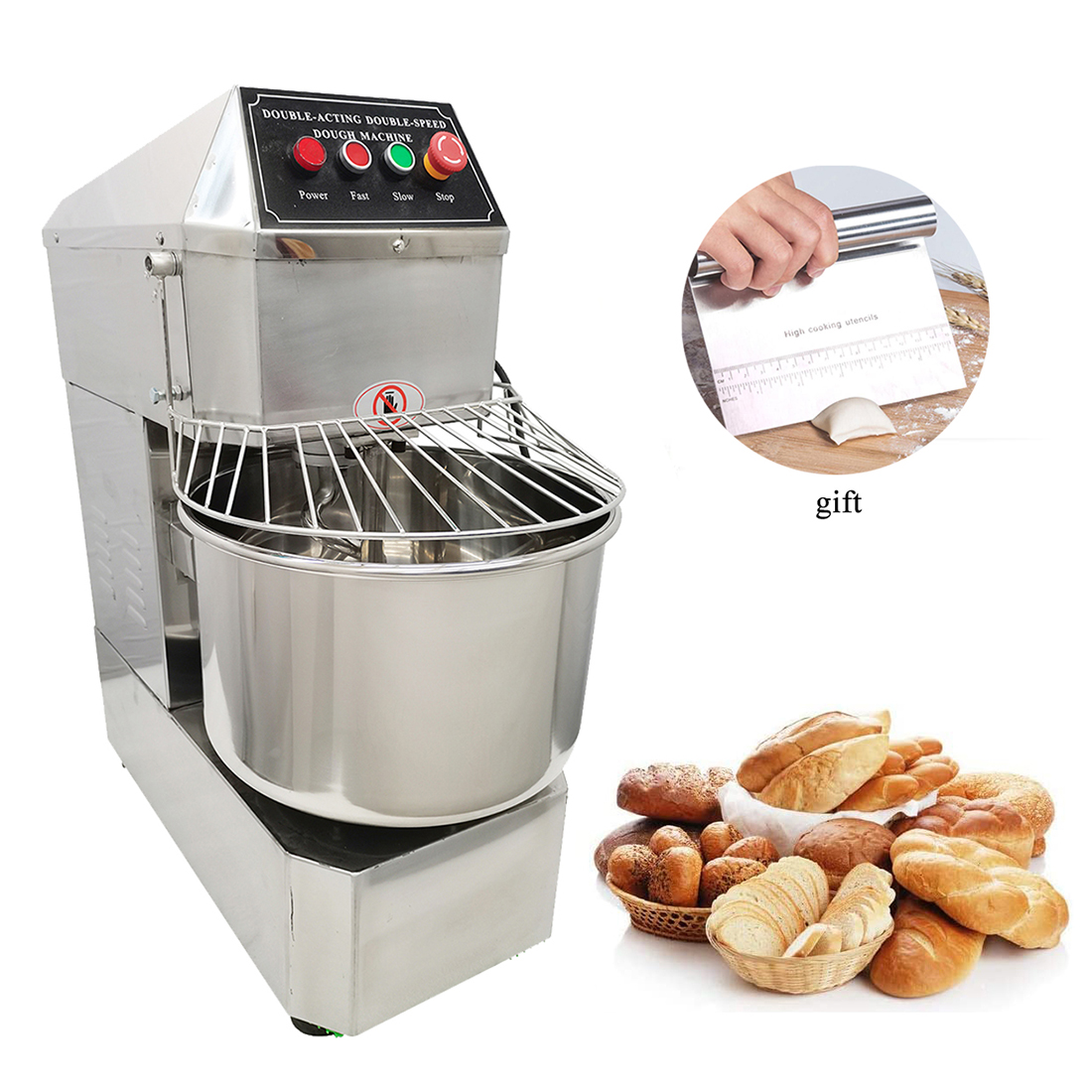 INTBUYING 30L Electric Dough Mixer Double Speed Double Action Stainless Steel
