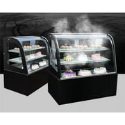 INTBUYING 35 Countertop Refrigerated Cake Showcase Curved Commercial Pie Display Case Cabinet Cooler Bakery Display 220V