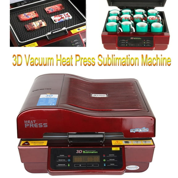 INTBUYING 3D Vacuum Sublimation Heat Press Transfer Machine for Phone Case Mug Print Red/Black