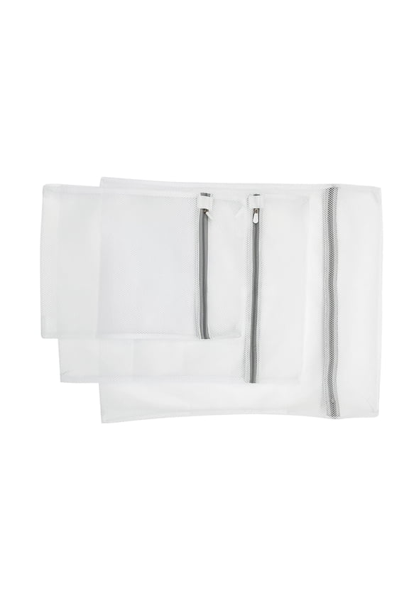 3pcs Mesh Laundry Bags Laundry Washing Bags for Clothes Gray Size S M L