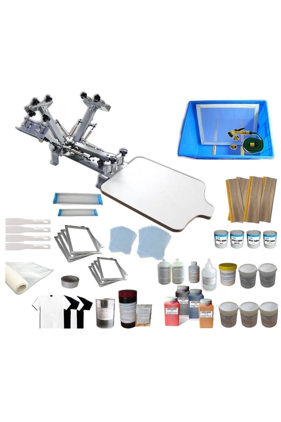 4 Color 1 Station Silk Screen Printing Kit for T-shirt DIY Screen Printing Press with Print Ink & Tools