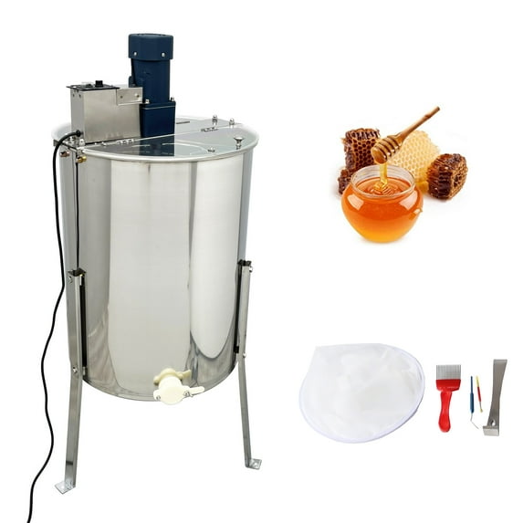 INTBUYING 4 Frame Electric Honey Extractor Separator Stainless Steel with Beekeeping Tool