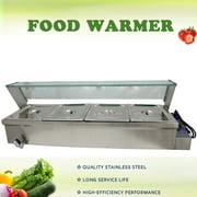 INTBUYING 4-Pan Food Warmer Commercial Buffet Food Warmer Stainless Steel Steam Table Restaurant Canteen Food Heater 1/2*6"*4 Pans