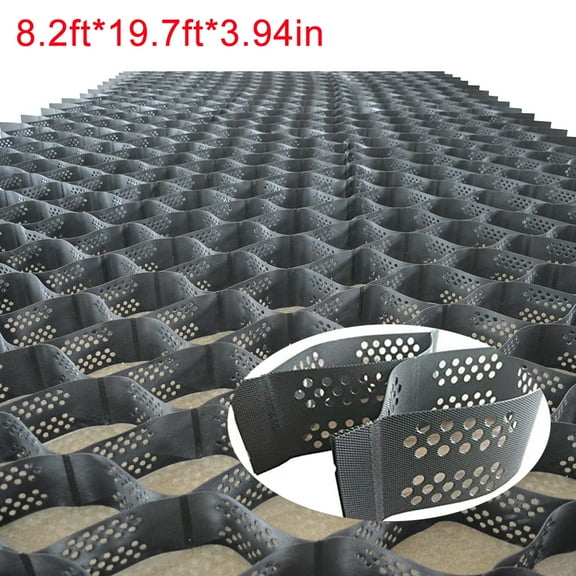 INTBUYING 4in Thick HDPE Ground Grid Honeycomb Geocell Subgrade Reinforcement 8.2*19.7ft