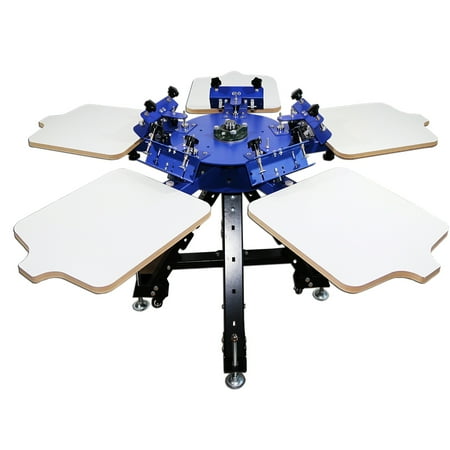 INTBUYING 5 Color 5 Station Double Rotating Silk Screen Printing Press DIY T-Shirt Printer Machine
