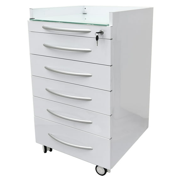 INTBUYING 5 Drawers Mobile Cabinet File Storage Cart with Lock & 2 Movable Containers