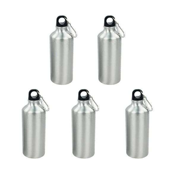 INTBUYING 5pcs 600ml Aluminium Water Bottle with Safe Lock Silver