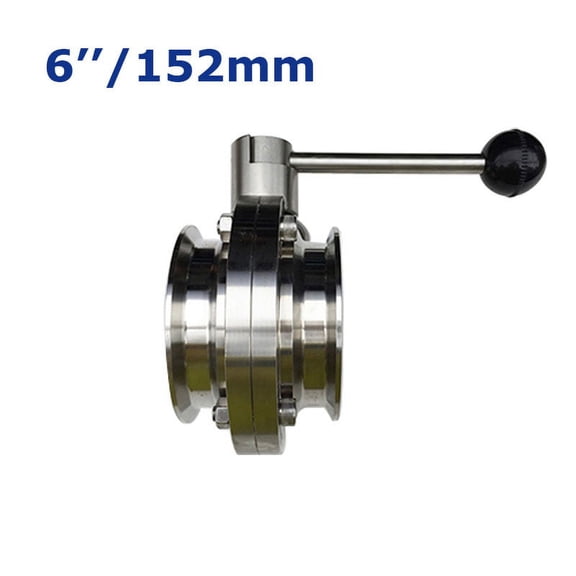 INTBUYING 6"/152mm Sanitary Stainless Steel TriClamp Tri-clamp Butterfly Valve