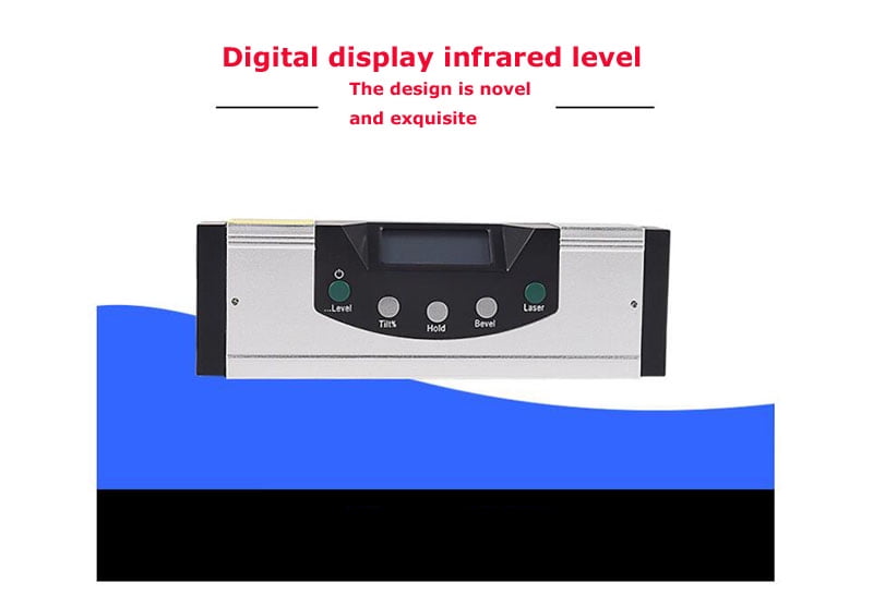 INTBUYING 600mm Digital Display Infrared Level Angle Ruler Laser Level Aluminum Alloy LCD 4X90°