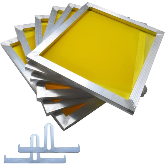 INTBUYING 6PCS 12"*16" Aluminum Pre-Stretched Silk Screen Printing Frame with 200 Mesh (80T) Yellow DIY