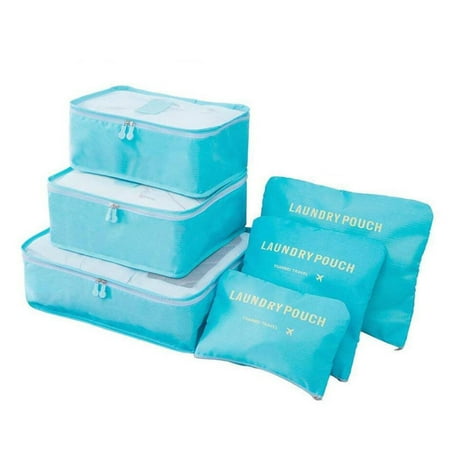 INTBUYING 6PCS Packing Cubes Luggage Organizers for Suitcase Travel Home Storage Blue