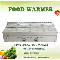 INTBUYING 8-Pan Food Warmer LP Gas Buffet Food Warmer with Pressure Relief Valve Stainless Steel Restaurant Canteen Food Heater