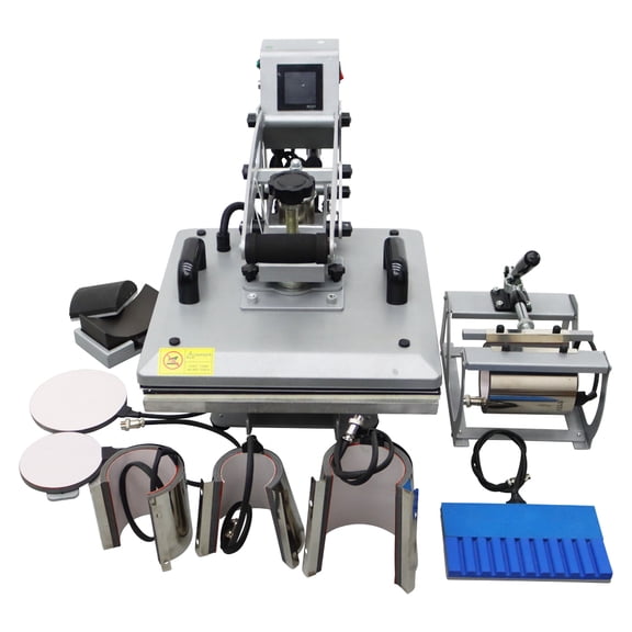 INTBUYING 9in1 Heat Press Machine Semi-Auto Cloth Mug Cap Pen Plate Sublimation Transfer for Art DIY