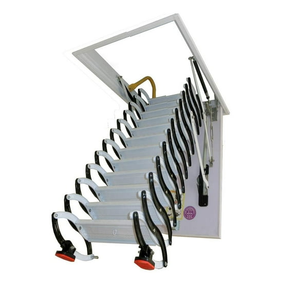 INTBUYING Attic Ceiling Ladder Stairs 10.5ft/13Steps White 31.5*39.4in Al-mg Alloy