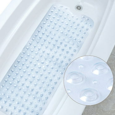 INTBUYING Bath Tub Washable Shower Mat Non-Slip Mildew Resistant Anti-Bacterial 40"*16" Clear White