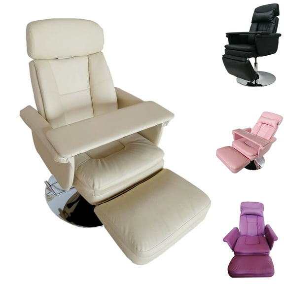 INTBUYING Beauty Spa Massage Chair 360 Degree Rotating Pneumatic Lifting Load 440LB White