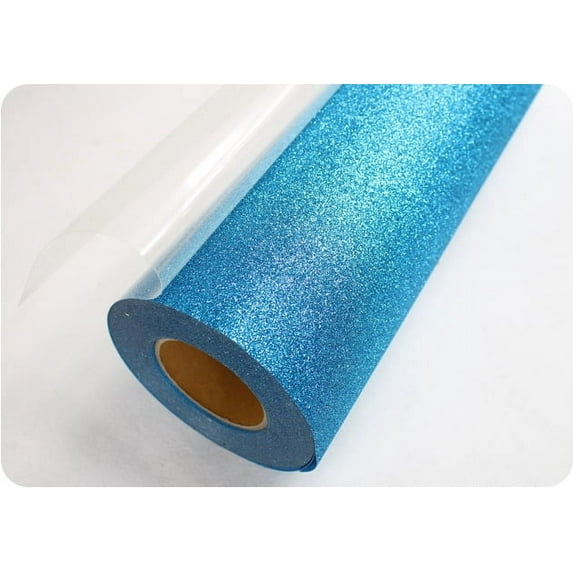 INTBUYING Blue Glitter Heat Transfer Vinyl Garment Printing Industry DIY Press Business 19.69" Width 1 Yard