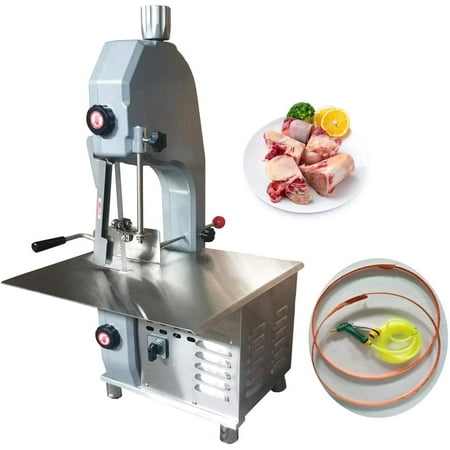 INTBUYING Bone Saw Machine Frozen Meat Cutter with 2 Blades for Rib Fish Pork Steak Beef