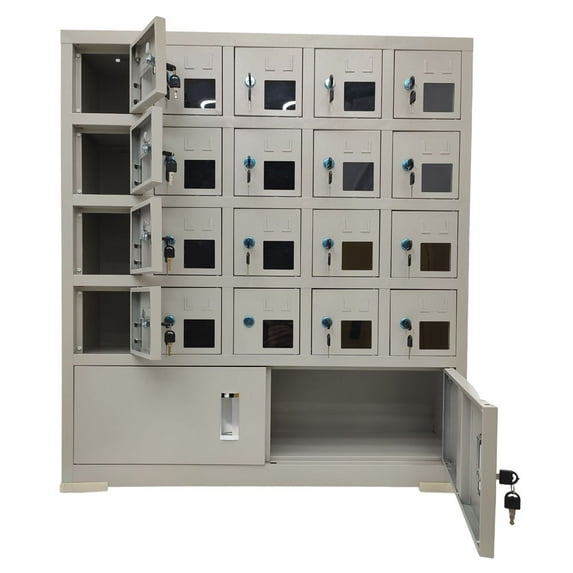 INTBUYING Cell Phone Storage Locker with 20 Visible Doors Key Type Steel