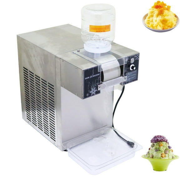 INTBUYING Commercial Air Cool Snowflake Ice Machine Snow Cone Machine with 2 Buckets