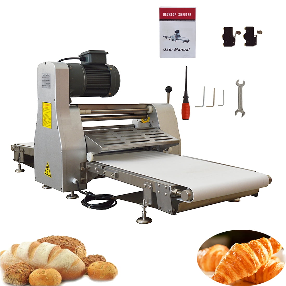 INTBUYING Commercial Dough Sheeter Electric Table Top Folding Pastry Machine  500mm 
