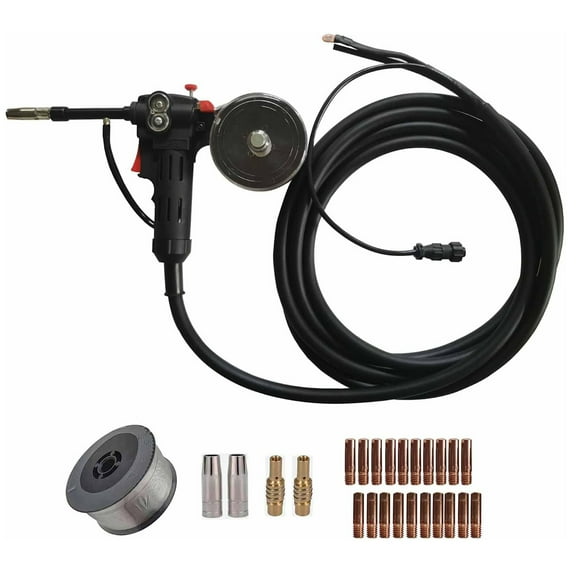 INTBUYING DC24V Aluminum Spool Gun Fit Miller 210 Spoolmate 3035 with 16.4ft Cable Lead & 15ak Conductive Nozzles