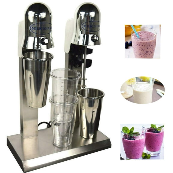 INTBUYING Double Head Milkshake Maker Smoothie Drink Mixer Machine with 4 Cups