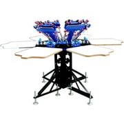 INTBUYING Double Rotary Manual 6 Color 6 Station Screen Printing Press Machine Printer Micro-Registration Equipment DIY T-Shirt
