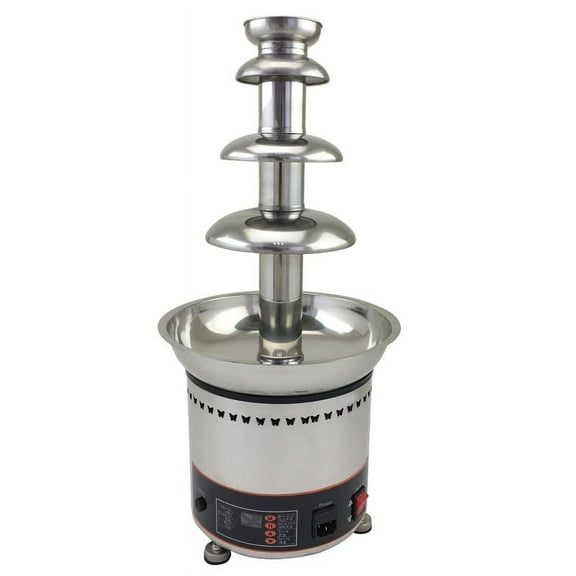 INTBUYING Electric 4-tiers Chocolate Waterfall Fondue Fountain for Party Wedding Birthday with Digital Display 110V