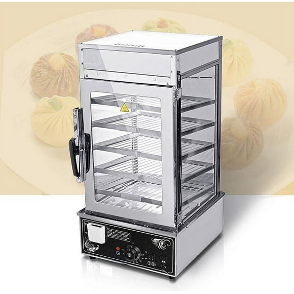 INTBUYING Electric Bun Steamer Food Display Automatic Temperature Control 5 Layers Display 110V