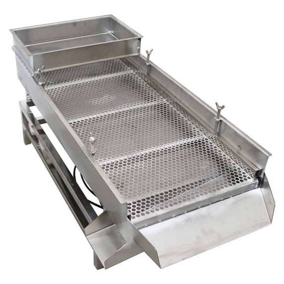 INTBUYING Electric Linear Sifter Machine Stainless Steel Vibrating Screen 1 Layer 10mm Screen 2 Motor