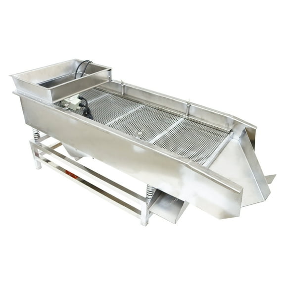 INTBUYING Electric Linear Vibrating Screen with 6mm & 2mm Screens (Two Layer Two Motor)