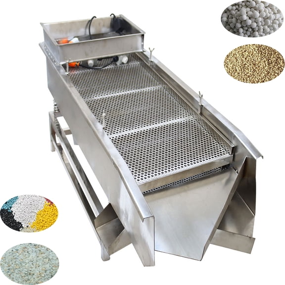 INTBUYING Electric Linear Vibrating Screen with 8mm & 6mm Screens (Two Layer Two Motor)